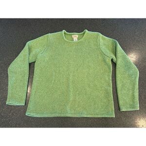 LL Bean Green Womens Chunky Knit Sweater Size Medium